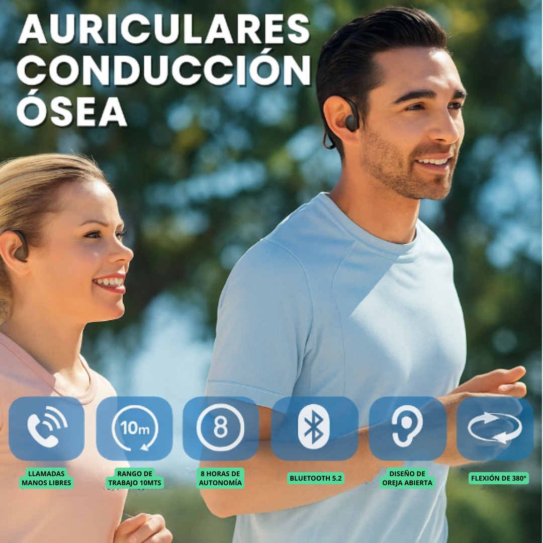 🎧 AUDÍFONOS DE CONDUCCIÓN ÓSEA – ESCUCHA SIN BLOQUEAR TUS OÍDOS